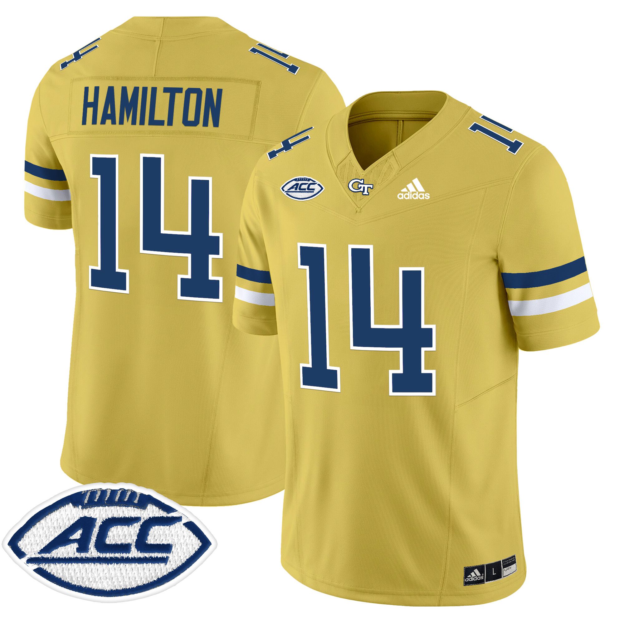 Men Georgia Tech #14 Hamilton Yellow Asidas 2024 Vapor Limited NCAA Jersey style 1